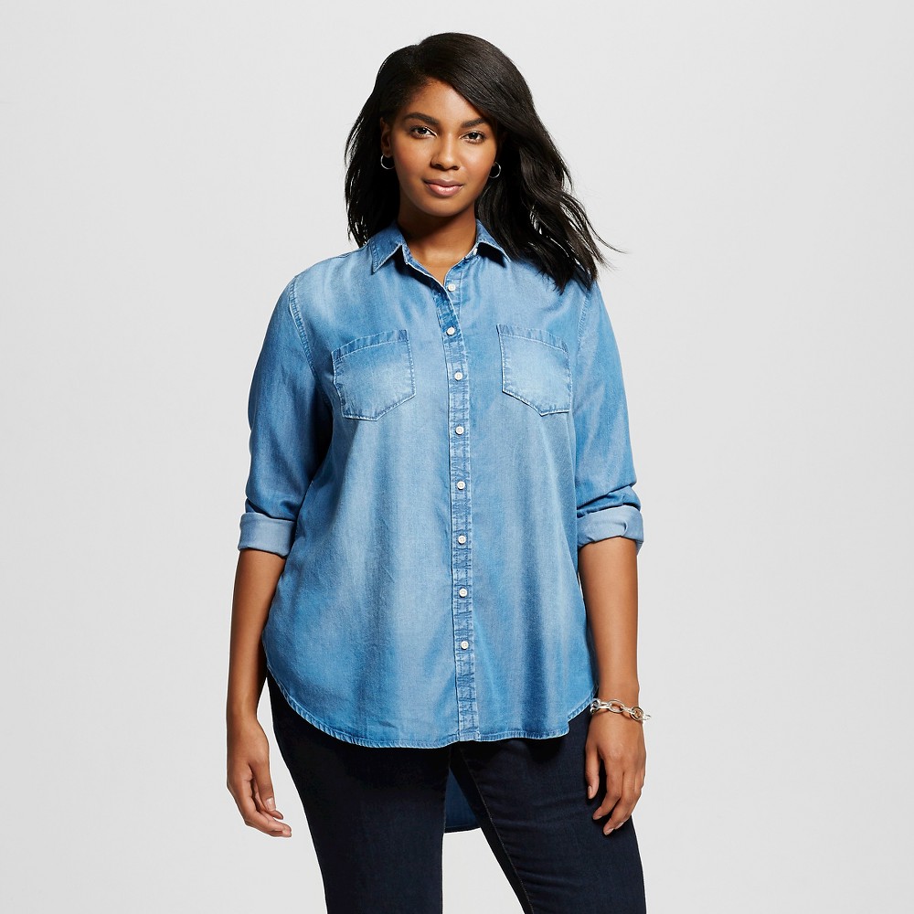 Merona Women's Plus Size Button Down Shirt Indigo 4XL eBay