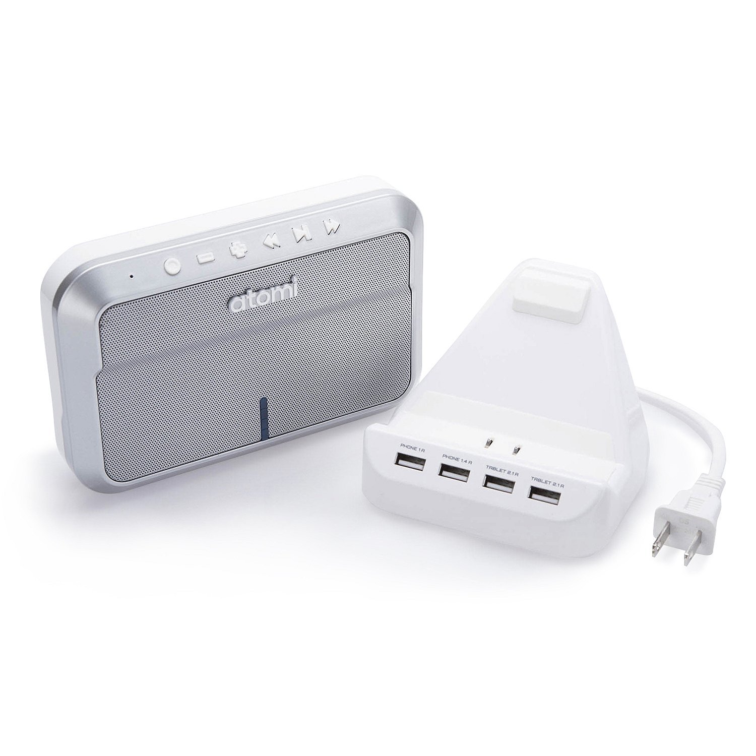 Atomi Sound Hub Pro Bluetooth White Speaker with 4port USB Charge Port