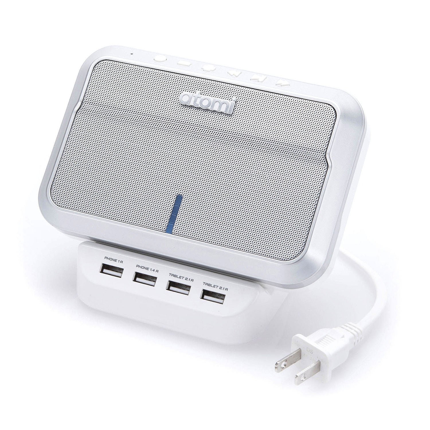 Atomi Sound Hub Pro Bluetooth White Speaker with 4port USB Charge Port