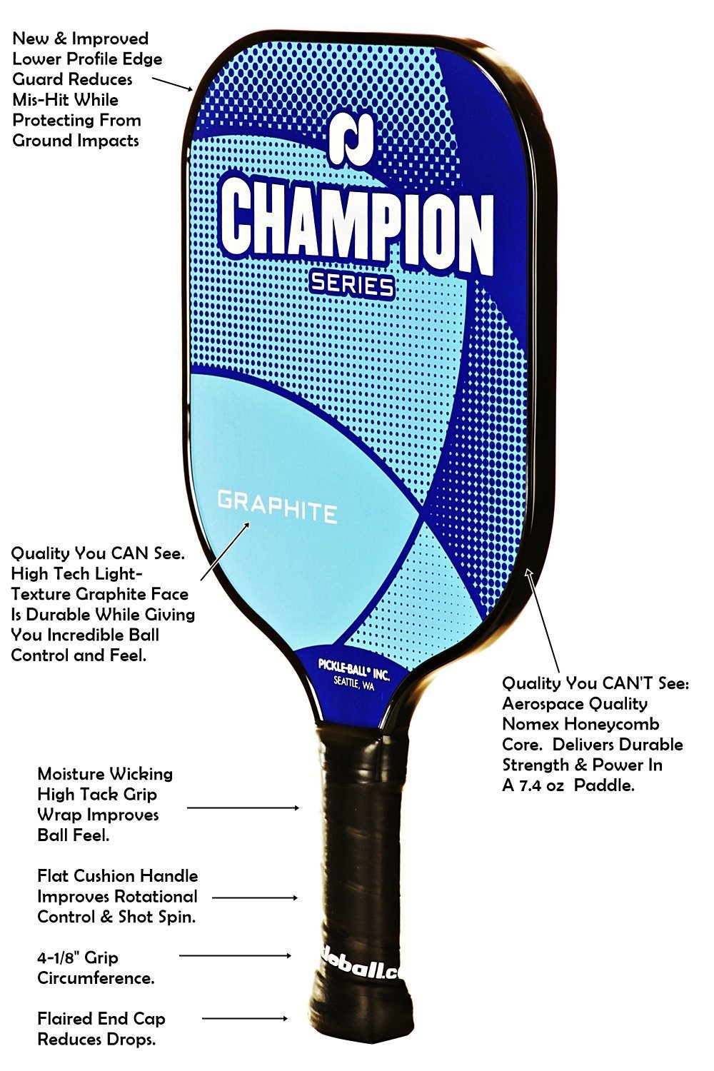 NEW Pickle Ball Champion Graphite Pickleball Paddle Blue