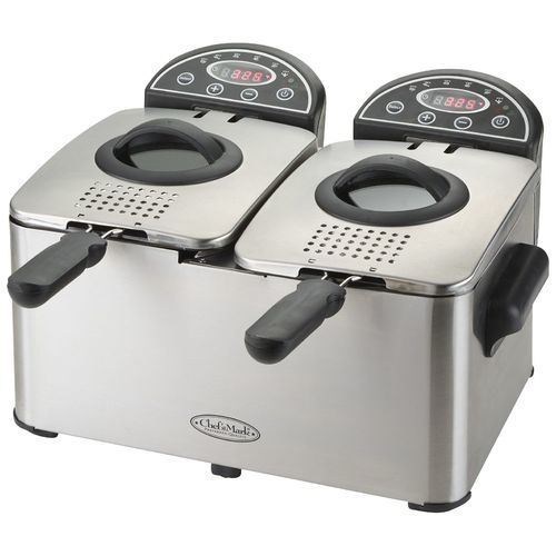 Chef's Mark 12Cup Stainless Steel Double Well Deep Fryer Silver eBay