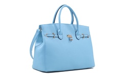 Tops Fashion Spring Lock Satchel Handbag - Light Blue